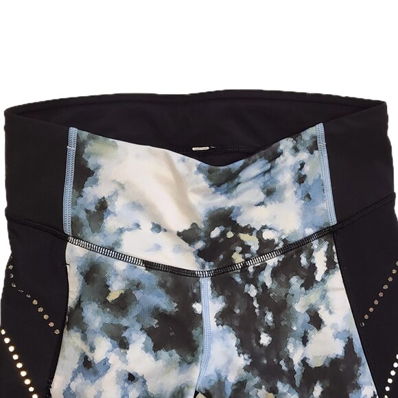 Lululemon Full-on Stop at Nothing Blue Tie-Dye Print Crop Leggings Size 4, EUC - Picture 3 of 5